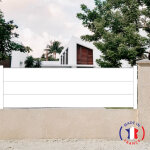 Cl�ture aluminium 3 lames mod�le plein en kit dimensions l. 2107 mm (poteaux compris) x h. 660 mm couleurs ...