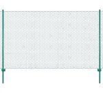 Cl�ture en grillage m�tallique avec poteaux acier 25x2 m vert vidaxl