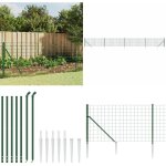 Cl�ture en treillis m�tallique et piquet d'ancrage vert 1, 1x10m - cl�ture en acier galvanis� - cl�ture ...