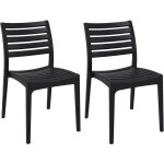 Clp - lot de 2 chaises de jardin empilables ares en plastique noir