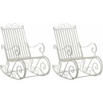 Clp - lot de 2 fauteuils à bascule d'extérieur smilla en fer forgé blanc antique Clp - lot de 2 fauteuils à bascule d'extérieur smilla en fer forgé blanc antique