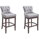 Clp - lot de 2 tabourets de bar lakewood en tissu gris clair antique
