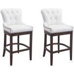 Clp - lot de 2 tabourets de bar lakewood en véritable cuir blanc antique Clp - lot de 2 tabourets de bar lakewood en véritable cuir blanc antique