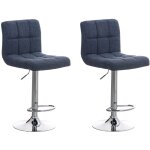 Clp - lot de 2 tabourets de bar peru en tissu pi�tement m�tal pivotant et ajustable bleu