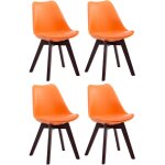 Clp - lot de 4 chaises de salle  manger borneo v2 en similicuir orange noyer