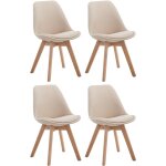Clp - lot de 4 chaises de salle  manger borneo v2 en tissu crme nature