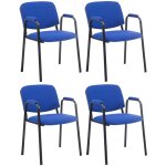 Clp - lot de 4 chaises de visiteur ken pro en tissu avec accoudoirs bleu