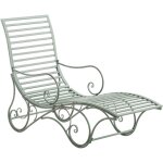 Clp ? chaise longue chilienne en fer antique ? assise ergonomique ? capacit� 150 kg ? pour jardin, terrasse ...