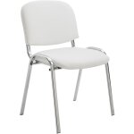 Clp - chaise visiteur ken en similicuir et pi�tement en m�tal chrom� blanc