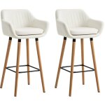 Clp - rglez 2 tabourets de bar en cuir cho et en bois folk couleur : blanc