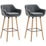 Clp - réglez 2 tabourets de bar en cuir écho et en bois folk couleur : gris Clp - réglez 2 tabourets de bar en cuir écho et en bois folk couleur : gris
