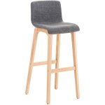 Clp - tabouret de bar hover assise en tissu pieds bois nature gris clair