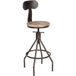 Clp - tabouret industriel en bronze avec trottoir rond et si�ge arri�re de repose - pied