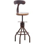 Clp - tabouret industriel en bronze avec trottoir rond et si�ge arri�re de repose - pied