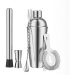 Cocktail, 5 unit�s, 70 cl, shaker, doseur, passoire, pilon, acier inoxydable