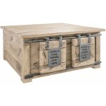 Massivmoebel24 ? coffre en bois de manguier laqu� whitewash 90x90 cm ? style industriel ? espace de rangement ...