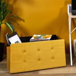 Coffre banc pliable suedine jaune