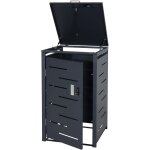 Coffre cache poubelle en acier galvanis� anthracite 103x60x62 cm abri pour poubelle 80 � 120 litres verrouilla ...