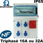 Coffret de chantier triphas 16a ou 32a tanche ip65 - type de prises - ip65 - 4x mono 16a - 1x 3p + ...