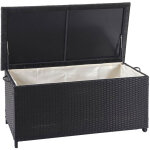 Mendler - coffre � coussins en polyrotin, hwc - d88, coffre jardin premium noir, 51x100x50 cm, 170l
