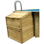 Coffre de filtration en bois pour piscine hauteur 146 cm