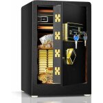Coffre - fort avec serrure � code �lectronique, coffre - fort avec �tag�re amovible et syst�me d'alarme, ...