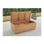 Coffre de jardin 190l en bois exotique deucalyptus fsc - 190 l - 48, 5 x 109, 5 x 37 cm - avec roulettes ...