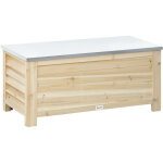 Coffre de jardin en bois et couvercle en m�tal galvanis� 155l avec v�rins - 110 x 50 x 50 cm