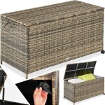 Tectake - coffre de jardin caisse de rangement pour coussins 297 l, avec cadre en aluminium et tressage ...