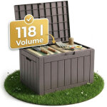 Coffre de jardin r�sistant aux intemp�ries - marron 118l