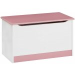 Coffre � jouets hannah, en pin massif lasur� blanc et rose