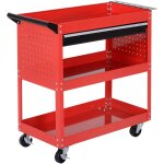 Coffre � outils, chariot � outils, bo�te � outils, 3 niveaux, 4 roues, 82 cm x 35 cm x 76 cm, rouge