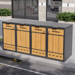 Coffre � poubelles pour 4 conteneurs 120 - 240l, housse de protection verrouillable, ventilation et portes ...