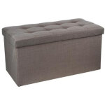 Pegane - coffre / pouf pliable en mdf et polyur�thane coloris gris - dim : l76 x l38 x h38 cm