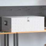 Coffre de rangement aluminium argent� 100x55x37 cm - portable avec serrure - pour transport et stockage ...