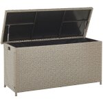 Coffre de rangement ext�rieur 126 x 46 cm en rotin beige taupe id�al pour stockage d'accessoires de jardin ...