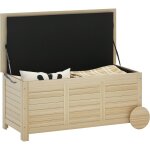 Coffre de rangement ext�rieur, malle de rangement en bois, 185l, avec roulettes et b�che, 110 x 50 x ...