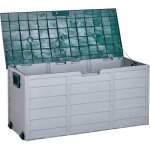 Beliani - coffre de rangement pour jardin 112 x 50 cm avec roulettes en plastique gris et vert locarno ...