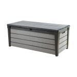 Coffre de rangement de jardin brushwood en résine durable et résistante aux intempéries, graphite - 454l ... Coffre de rangement de jardin brushwood en résine durable et résistante aux intempéries, graphite - 454l ...