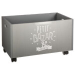 Pegane - coffre de rangement  roulettes gris en mdf - dim : l48x l30 x h28 cm