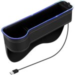 Coffre de rangement pour si�ge de voiture, avec porte - gobelet, �clairage led, int�rieur cuir pour t�l�phones ...