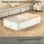 Coffre de rangement sous le lit 3 pi�ces, organiseur de v�tements pliable, poign�es renforc�es, fen�tre ...