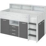 Bim furniture - coffre de tiroirs de lit neo cm206x120x138h graphite blanc Bim furniture - coffre de tiroirs de lit neo cm206x120x138h graphite blanc