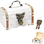 Coffre au tr�sor en bois blanc pour enfant - coffre au tr�sor verrouillable avec couvercle - bo�te avec ...