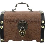Coffre au trsor en bois rtro, bote de rangement d'argent en bois, tirelire avec serrure et cl, cadeau ...