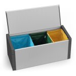 Frankystar ? coffre de tri s�lectif 3 compartiments pour verre, plastique et papier ? dimensions 85x34x38 ...