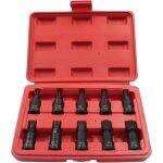 Coffret 10 douilles cannelures triples carr�es m4 - m16 - entra�nement 3 / 8  acier cr - mo - id�al pour ...
