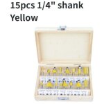 Coffret de 15 fraises d�fonceuse en carbure de tungst�ne, tige 1 / 4  (6, 35 mm) pour coupe, rainurage, ...