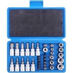 Coffret de 34 douilles torx femelles 3 / 8  avec profil e4 - e20, lame torx toile t10 - t60 en acier ...