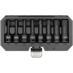 Coffret 8 douilles males 6 pans a choc impact embouts hexagonaux de 6 � 19